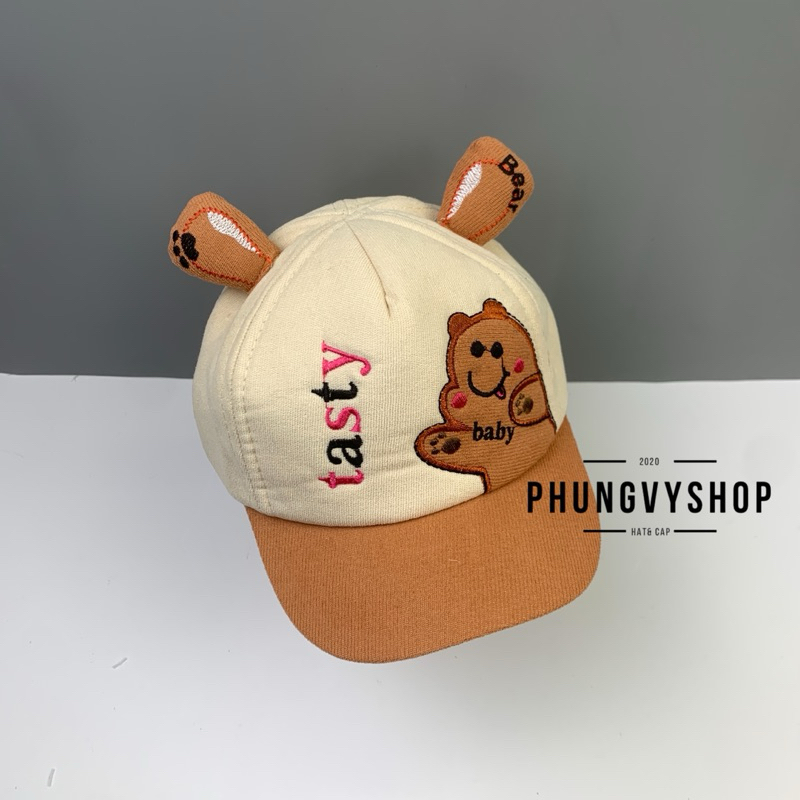 Bé 1-2 TUỔI/ Mũ lưỡi trai cho bé trai bé gái phungvyshop- Nón trẻ em / Kết Nhí Gấu Tasty /