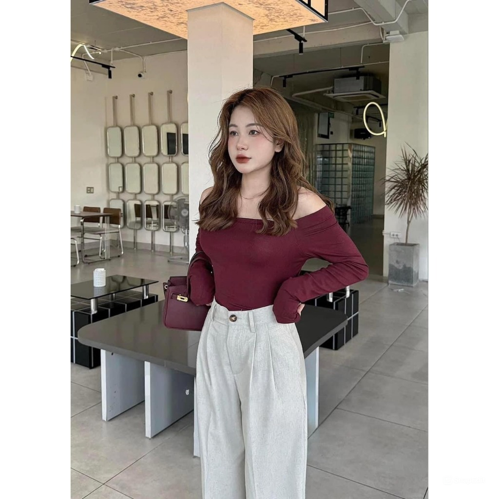 Áo thun nữ trễ vai dài tay Jumito phong cách Hàn Quốc, áo phông nữ ôm body nhiều màu chất co giãn cao cấp HCOM2785