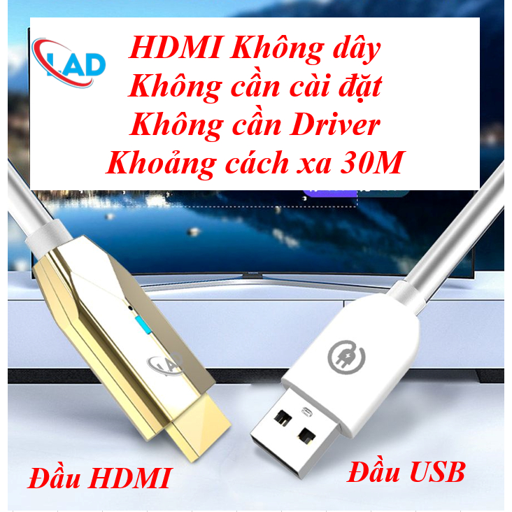 HDMI không dây chính hãng LAD video Full HD xa 30M cho đầu Karaoke Camera PC Laptop TV Máy Chiếu