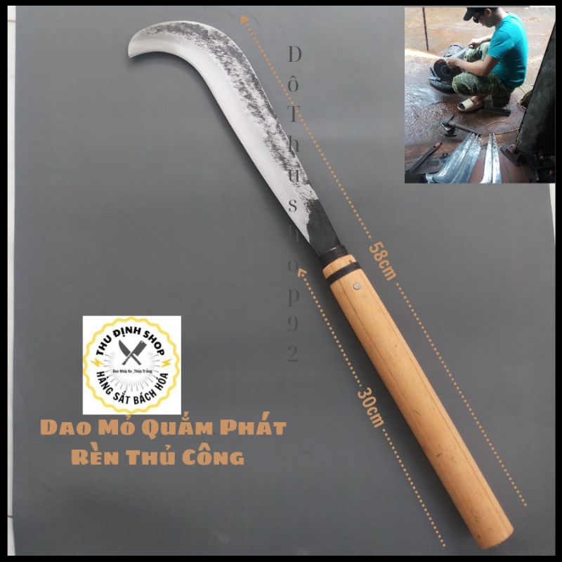 Quắm rựa_Dao Liềm Chặt Cây Phát Cỏ Cán Gỗ 30cm_40cm (Nhíp Xe) | Shopee ...