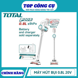 TOTAL Máy hút bụi 0.8L dùng pin 20V Kèm pin sạc TVLI2006 & TVLI20061