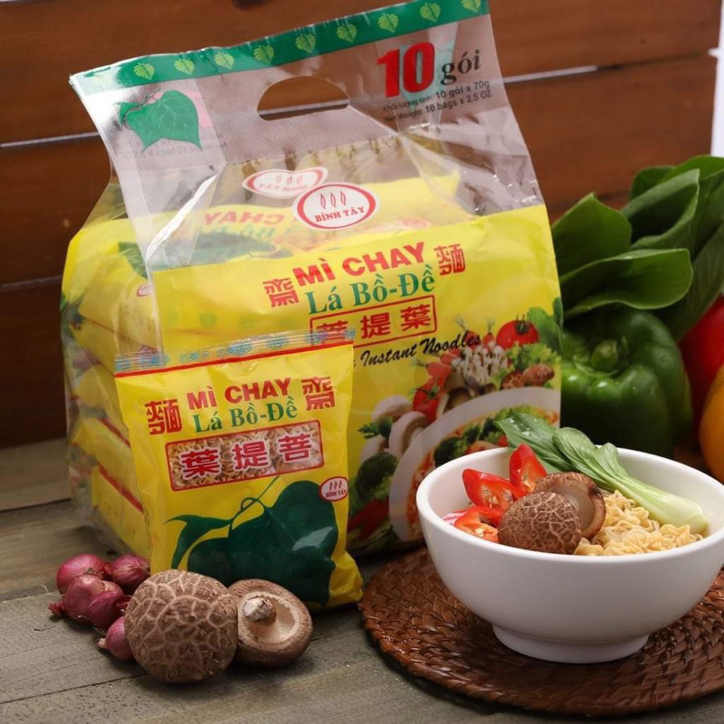 [NPP Tây Ninh] Mì chay lá bồ đề 70gr túi 10 gói- cty Bình Tây