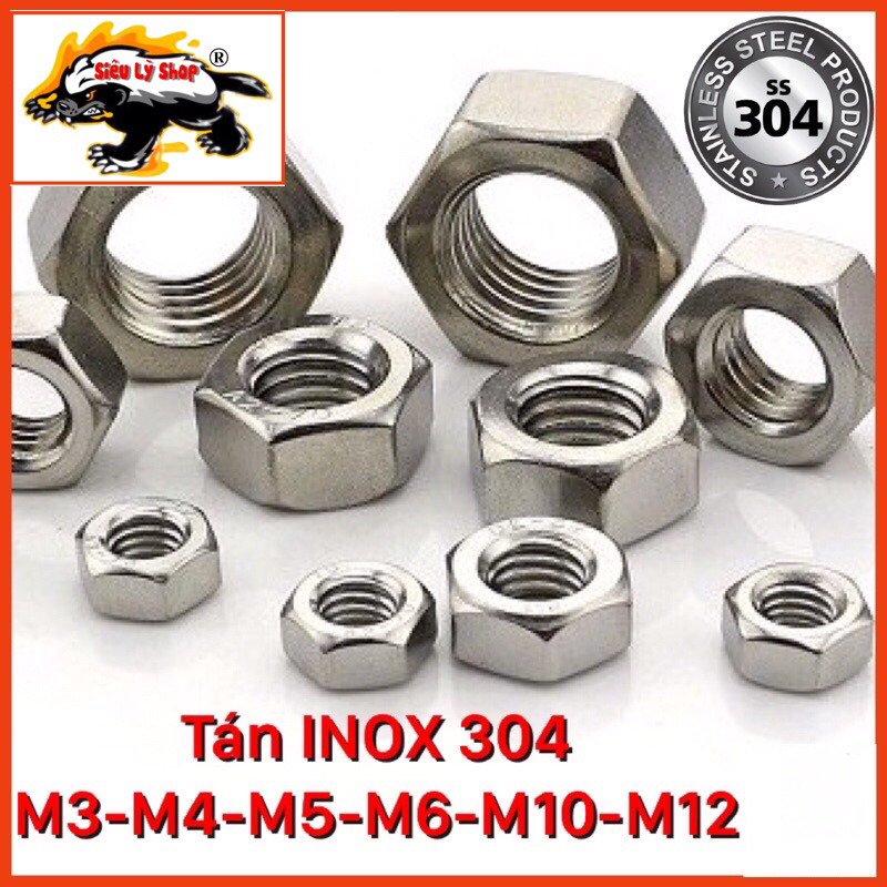 Đai ốc - Tán INOX 304 - Size M3 M4 M5 M6 M8 M10 (Set 5con hoặc 10con ...