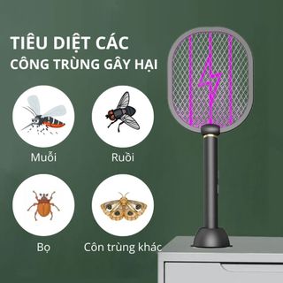 Đèn muỗi có chức năng vợt muỗi Kachi MK386 với đế sạc tích hợp