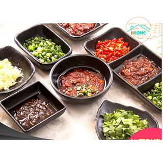 (Nhập Khẩu) Đĩa chén đựng gia vị | Đĩa Chấm| Khay gia vị đen nhám |Melamine A5 chống cháy siêu bền - Hunghome
