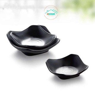 (Nhập Khẩu) Đĩa chén đựng gia vị | Đĩa Chấm| Khay gia vị đen nhám |Melamine A5 chống cháy siêu bền - Hunghome