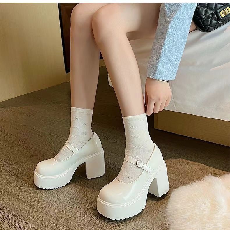 Giày búp bê Lolita nữ đế cao da mềm quai cài mũi tròn đơn giản G090 - NTShoes