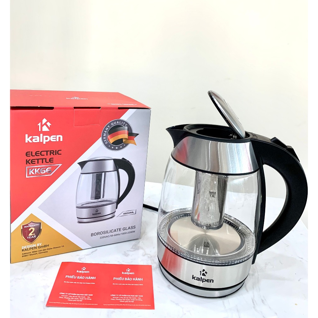 Ảnh Ấm Đun Nước Siêu Tốc Cao Cấp Lòng Thủy Tinh KK66 1.8L-2200W Hàng Chính Hãng KALPEN-GIA DỤNG ĐỨC 4
