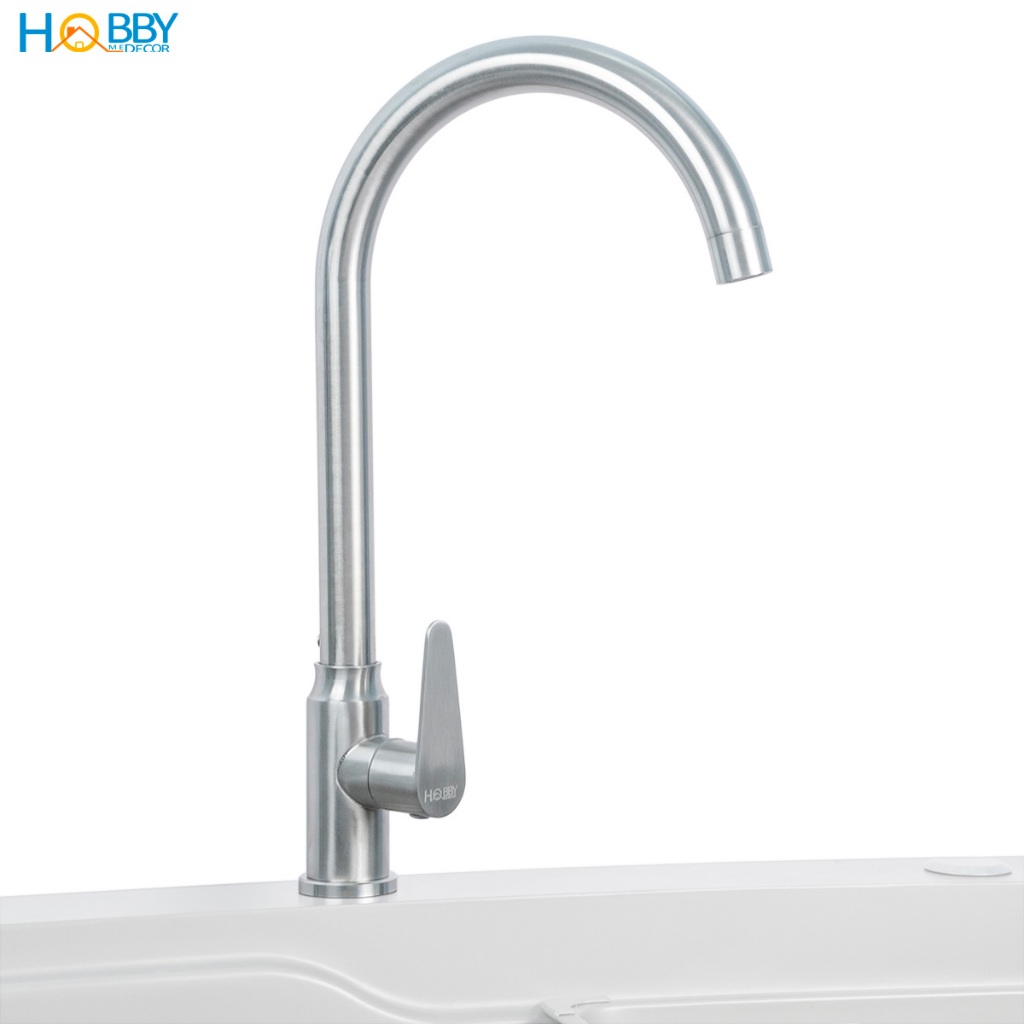 Vòi chậu rửa chén bát lạnh inox 304 kèm dây cấp Hobby home decor RL3