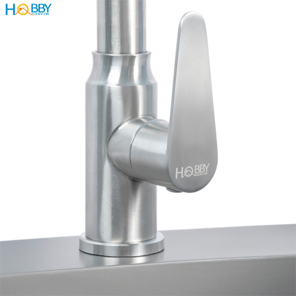 Vòi chậu rửa chén bát lạnh inox 304 kèm dây cấp Hobby home decor RL3