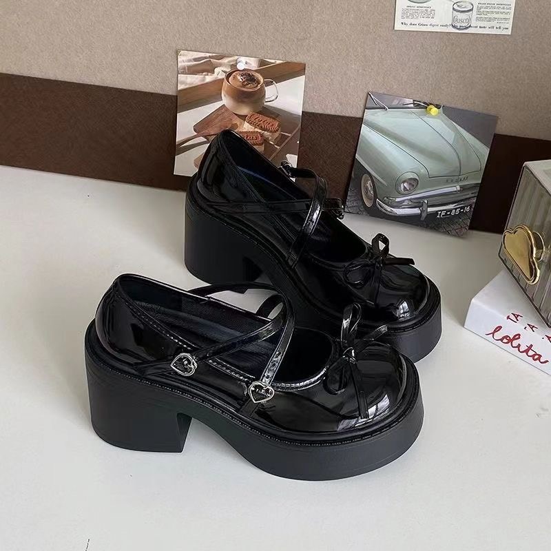 Giày búp bê Lolita công chúa đế độn quai cài, mũi nơ xinh xắn G092 - NTShoes