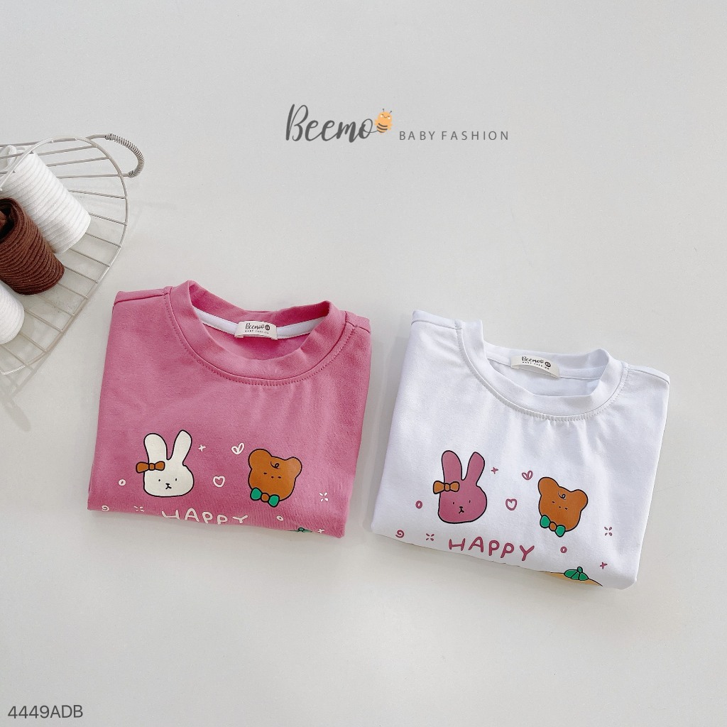 Áo phông dài tay bé gái dễ thương, áo thu đông cotton dài tay cho bé Beemo