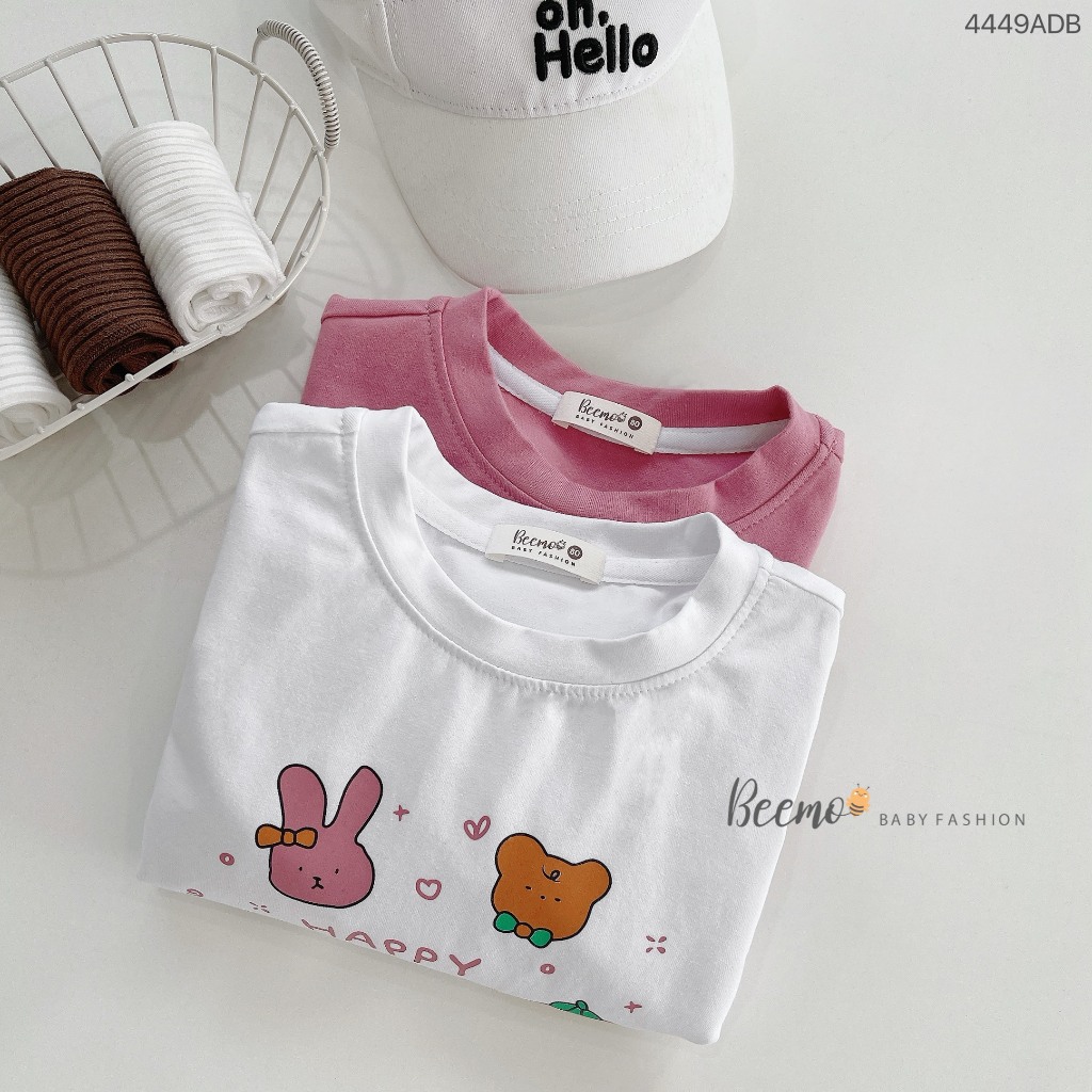 Áo phông dài tay bé gái dễ thương, áo thu đông cotton dài tay cho bé Beemo