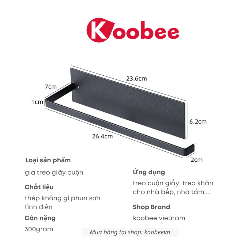 Giá Treo Giấy Cuộn Nhà Bếp, Treo Khăn Đa Năng KOOBEE - Phun Sơn Tĩnh Điện, Không Cần Khoan Đục - Kéo Giấy Bằng 1 Tay (NB