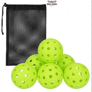Bộ 6 Bóng Pickleball 40 Lỗ Siêu Bền Dùng Luyện Tập Ngoài Trời Hàng Loại 1 Đại Nam Sport