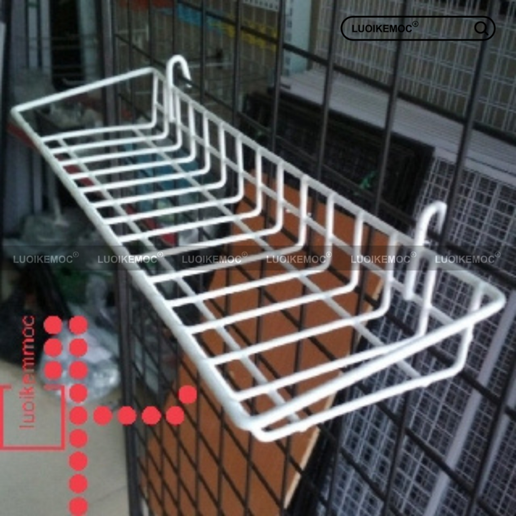 Rổ treo khung lưới M10 Trắng + LƯỚI KỆ MÓC + Kích thước: 39*10*2cm ...