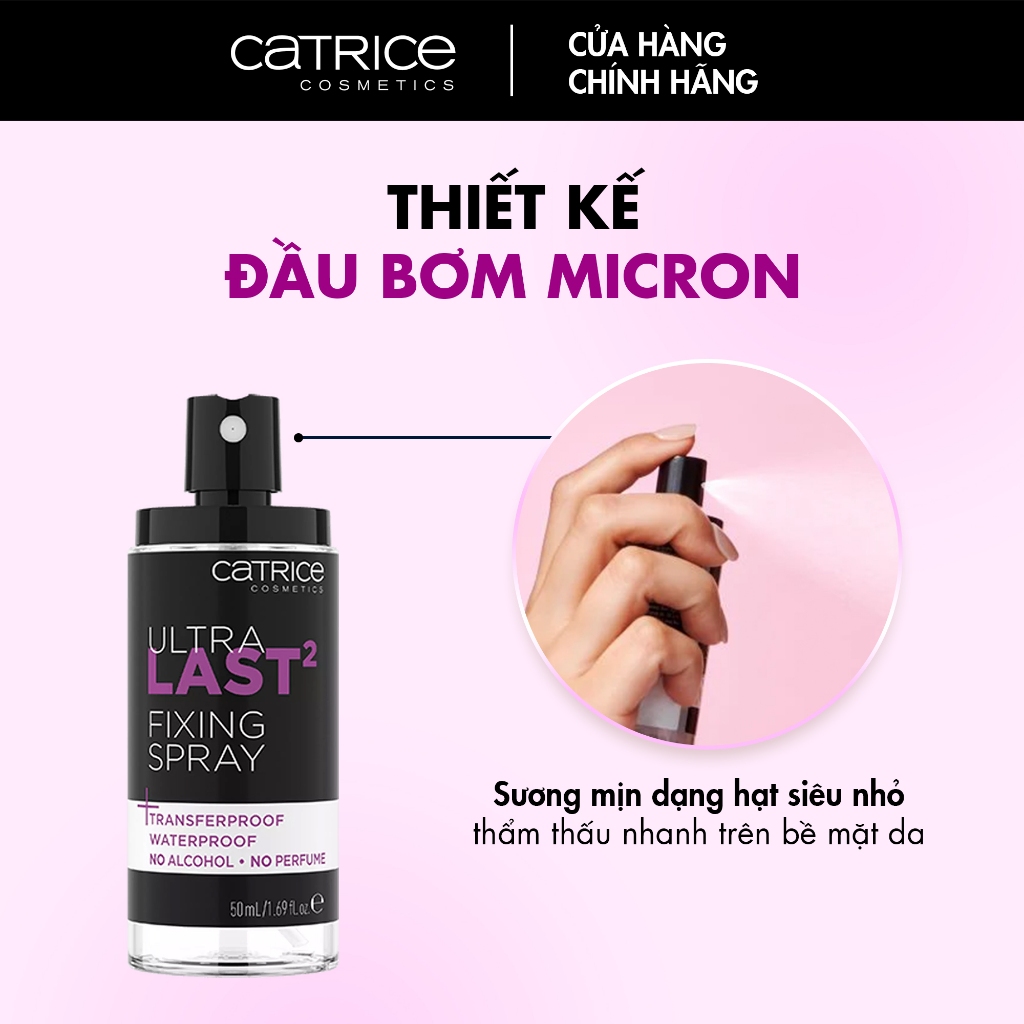 Xịt khóa nền Catrice Ultra Last2 Fixing Spray chống nước lâu trôi đến 18h 50ml