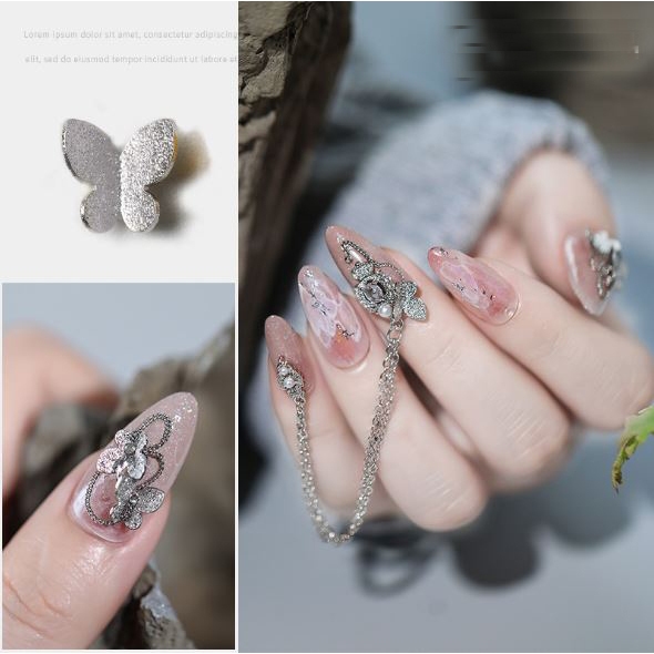 Túi 10 con bướm kim loại mini trang trí móng
