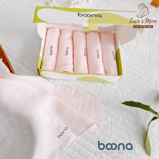 Hộp 5 Khăn Sữa Sợi Tre BOONA Cao Cấp, Mềm Mại Và Kháng Khuẩn Cho Bé KT 30*30cm