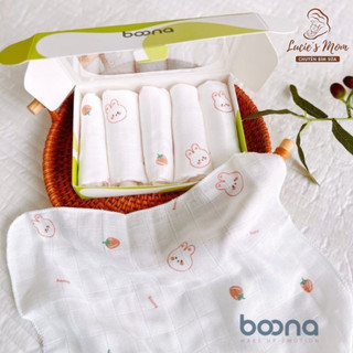 Hộp 5 Khăn Sữa Sợi Tre BOONA Cao Cấp, Mềm Mại Và Kháng Khuẩn Cho Bé KT 30*30cm