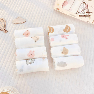 [MONONA] Set 5 Khăn Sữa Sợi Tre Organic 4 Lớp Cao Cấp, Mềm Mại, Thấm Hút Tốt Cho Bé KT 30*30cm
