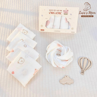 [MONONA] Set 5 Khăn Sữa Sợi Tre Organic 4 Lớp Cao Cấp, Mềm Mại, Thấm Hút Tốt Cho Bé KT 30*30cm