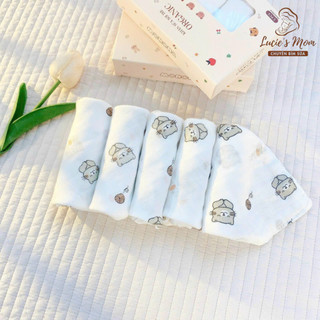 [MONONA] Set 5 Khăn Sữa Sợi Tre Organic 4 Lớp Cao Cấp, Mềm Mại, Thấm Hút Tốt Cho Bé KT 30*30cm