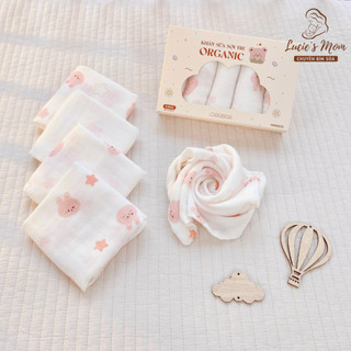 [MONONA] Set 5 Khăn Sữa Sợi Tre Organic 4 Lớp Cao Cấp, Mềm Mại, Thấm Hút Tốt Cho Bé KT 30*30cm