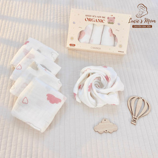 [MONONA] Set 5 Khăn Sữa Sợi Tre Organic 4 Lớp Cao Cấp, Mềm Mại, Thấm Hút Tốt Cho Bé KT 30*30cm