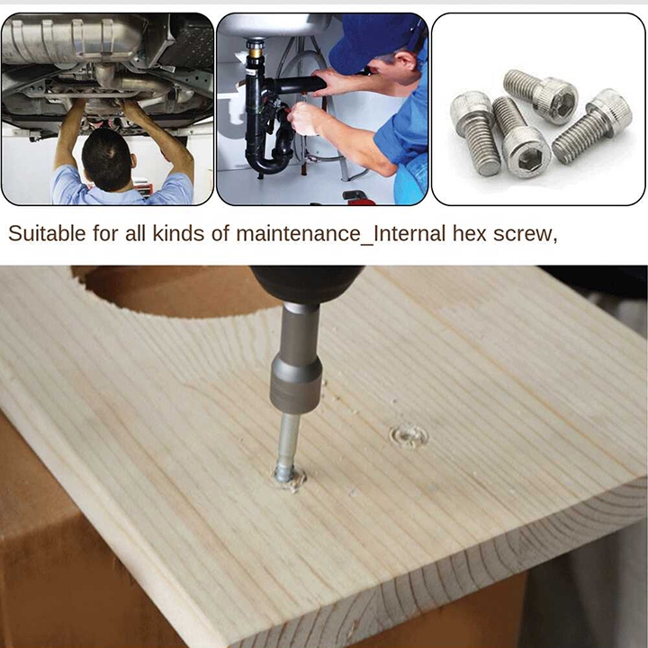 Bộ khẩu vặn ốc lục giác ❤️FREESHIP❤️ Bộ 7 đầu khẩu lục giác loại dài gắn máy khoan - đầu tuýp vặn ốc chuôi lục