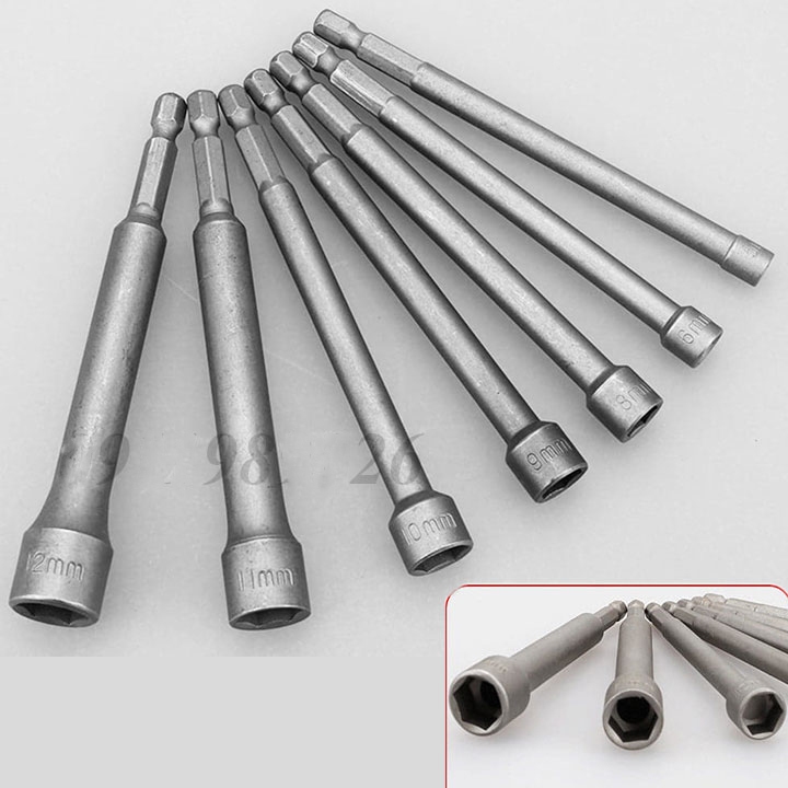 Bộ khẩu vặn ốc lục giác ❤️FREESHIP❤️ Bộ 7 đầu khẩu lục giác loại dài gắn máy khoan - đầu tuýp vặn ốc chuôi lục