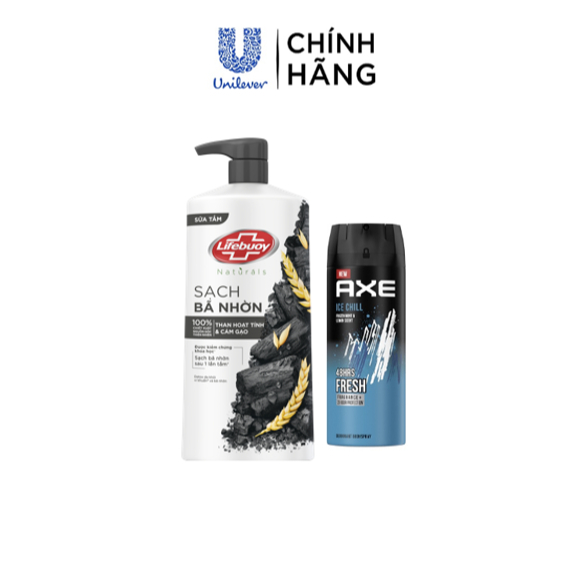 Ảnh Combo Sữa tắm Lifebuoy Detox và Bảo vệ khỏi vi khuẩn 800gr(Chai) và Xịt nước hoa nam toàn thân AXE135ml 1
