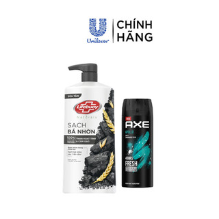 Combo Sữa tắm Lifebuoy Detox và Bảo vệ khỏi vi khuẩn 800gr(Chai) và Xịt nước hoa nam toàn thân AXE135ml