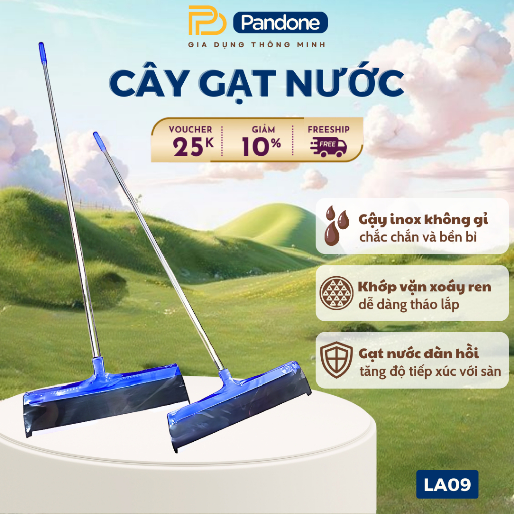 [LA09] Cây Gạt Nước Cán Cào Sàn Nhà Thân Gậy Inox Không Gỉ Dài Lau Kính ...