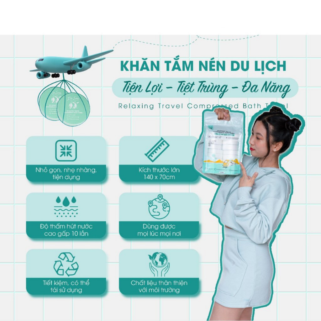 Ảnh Khăn Tắm Nén Thư Giãn Tiệt Trùng DR.SERA, Tiện Lợi Mang Đi Du Lịch, An Toàn - Daily Beauty 4
