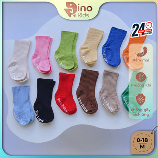 Tât trơn chống trượt cho bé 0-18 Tháng. Tất cổ cao giữ ấm cho bé. Dino Kids