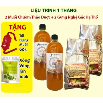 Combo 2 Cốt Gừng Nghệ Hạ Thổ + 2 Muối Chườm Thảo Dược - Tặng Thảo Dược Xông Vùng Kín + Túi Chườm Muối 60k