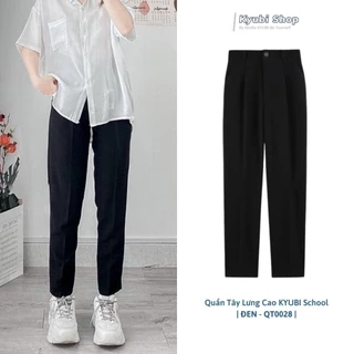 Quần tây lưng cao KYUBI màu đen phong cách Basic School (Có bigsize)  - Quần âu nữ form baggy QT0028