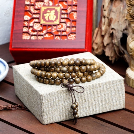 Vòng Tay Trầm Hương 108 Hạt Quảng Nam Tự Nhiên (6mm-8mm) - Chuỗi Trầm Hương Đeo Tay, Đeo Cổ Bình An, Tài Lộc Cho Nam Nữ