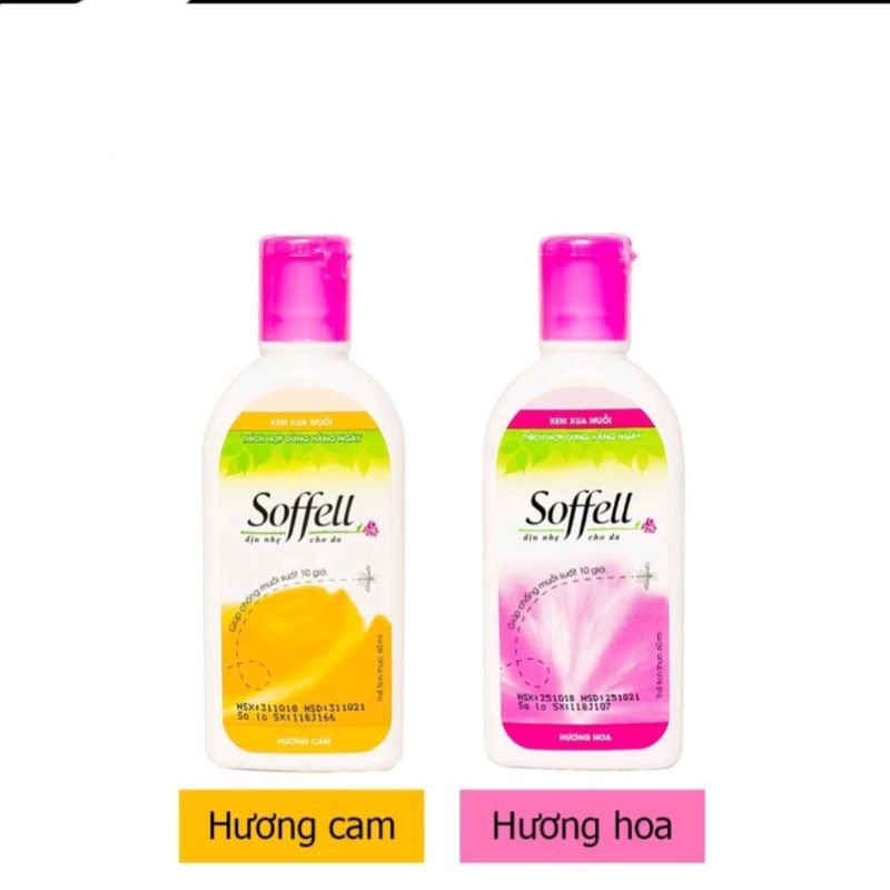 Kem chống muỗi Soffell hương hoa, hương cam giữ cho làn da mềm mại, chai bôi 60ml