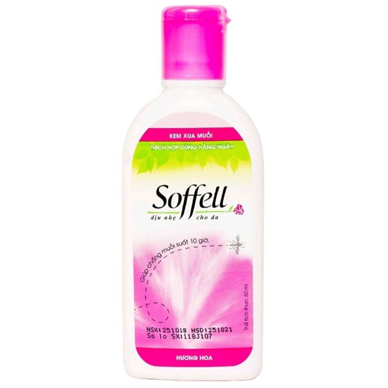 Kem chống muỗi Soffell hương hoa, hương cam giữ cho làn da mềm mại, chai bôi 60ml