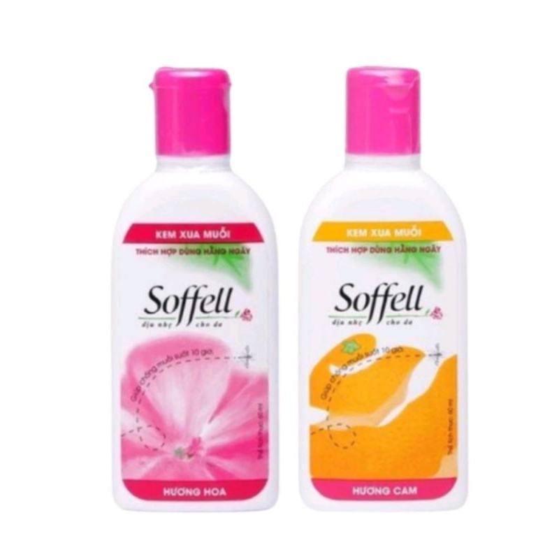 Kem chống muỗi Soffell hương hoa, hương cam giữ cho làn da mềm mại, chai bôi 60ml