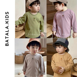 Áo thun dài tay cotton co giãn 4 chiều bé trai bé gái Batala Kids, áo phông hoạ tiết HOA QUẢ mới 2024
