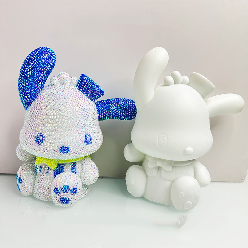 Kuromi Gấu Dâu  Hoạt Hình Đính Đá Loại Đá Siêu Sáng (combo đầy đủ gấu + đá + bộ đính + keo)