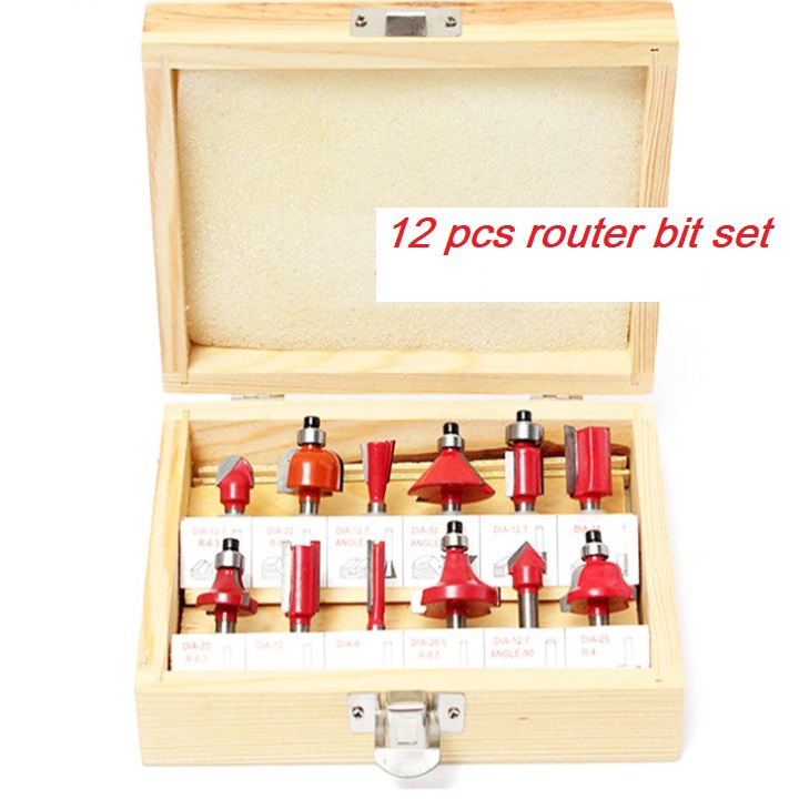 ❤️FREESHIP❤️ Bộ mũi phay gỗ cốt 6.35mm hoặc 12.7mm - bộ 12 mũi soi gỗ