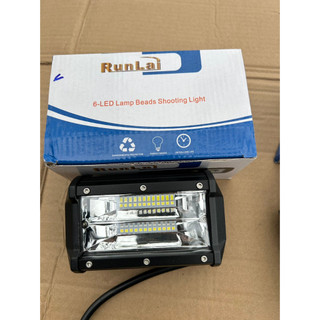 Đèn led gù ngắn Runlai 72w 24 led, đèn led trợ sáng Runlai dùng chung điện 12v 24v cho ô tô, xe tải.