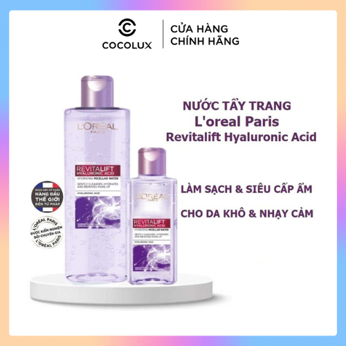 Nước Tẩy Trang Làm Sạch Cấp Ẩm Căng Mịn Da L'Oreal loreal Paris Revitalift Hyaluronic Acid 400ml