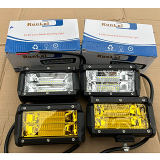 Đèn led gù ngắn Runlai 72w 24 led, đèn led trợ sáng Runlai dùng chung điện 12v 24v cho ô tô, xe tải.