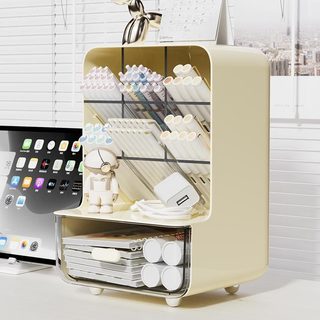 Kệ cắm bút mica nhiều ngăn kèm ngăn kéo đựng đồ tiện lợi, kệ cắm bút để bàn học sinh, văn phòng - HỘP ĐỰNG ĐỒ ĐỂ BÀN