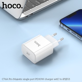 Cốc sạc nhanh Hoco C76 Pro cổng TypeC PD 30W, chân dẹp US (Trắng) - Phụ Kiện Nhất Tín